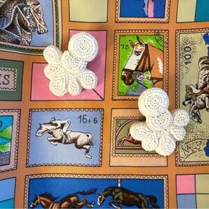 White Beaded Floral Statement Earrings | Boho Chic Lightweight Jewelry